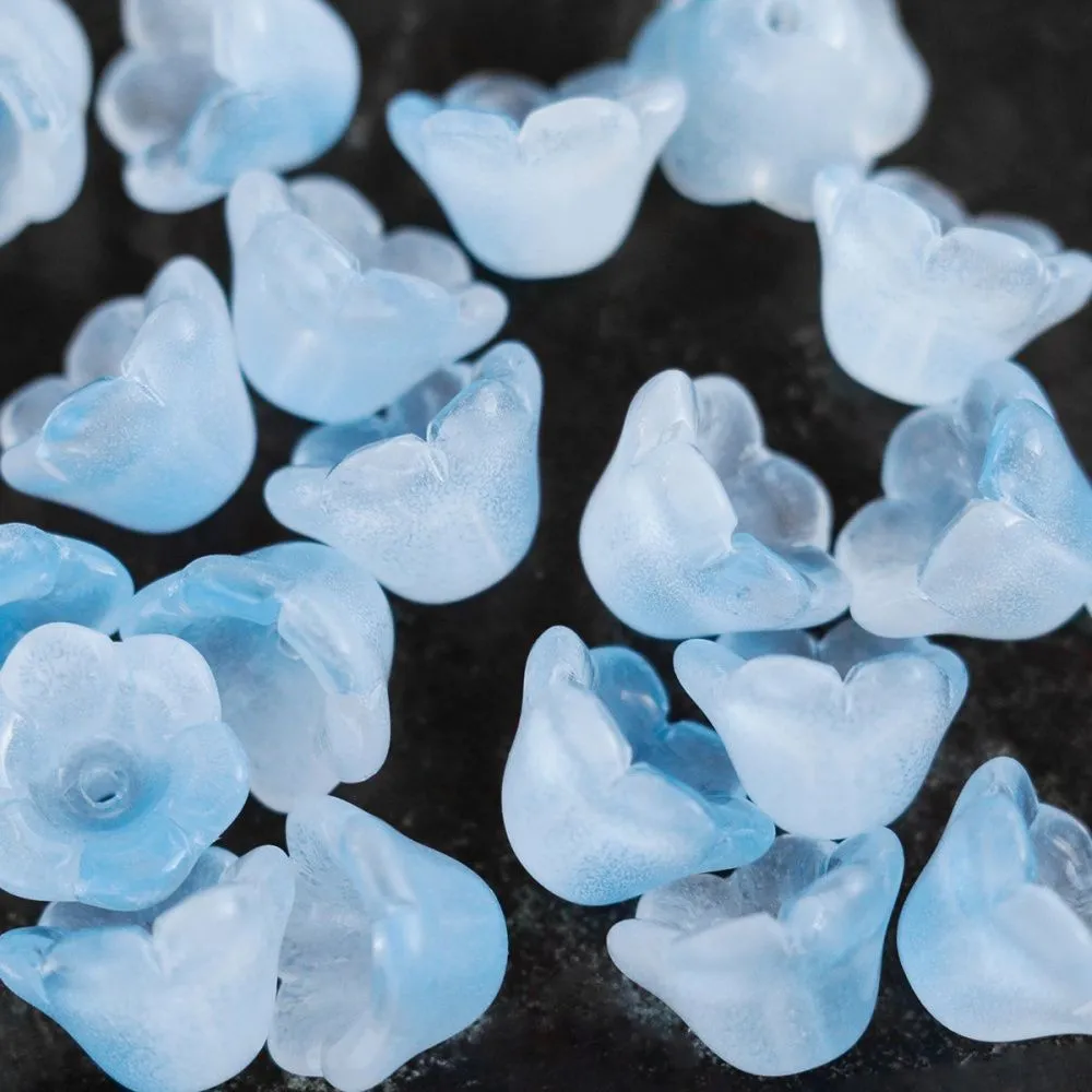 бусина "колокольчик", стекло, цвет голубой, 12x8 мм