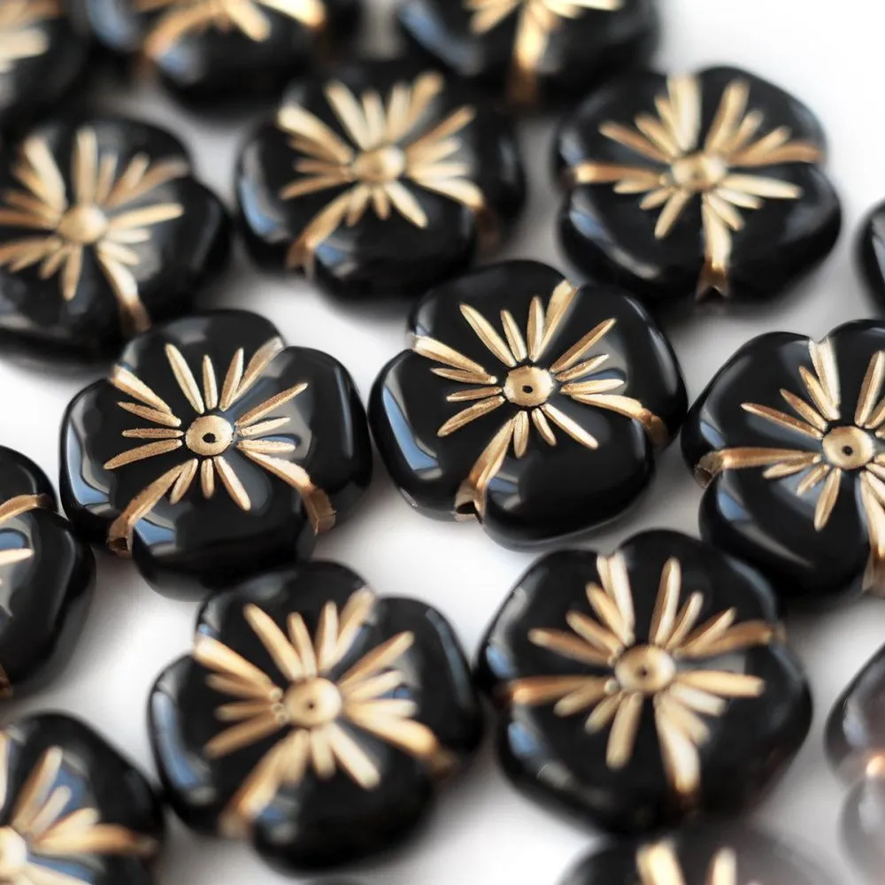 бусина, акрил "цветок-антик", цвет чёрный, 19.5x19.5x7 мм