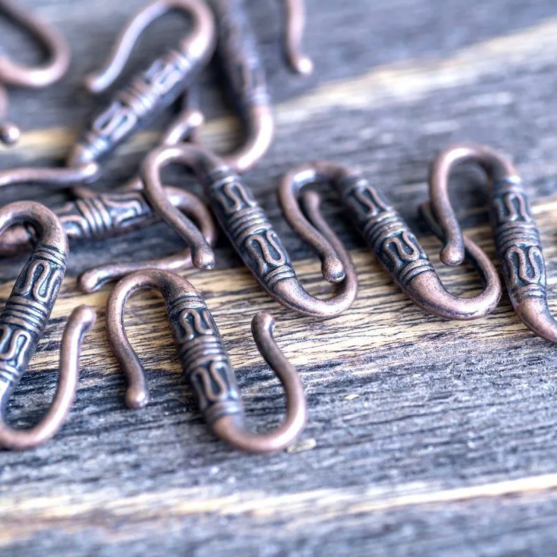 Замочки застежка "тибет", цвет красная медь, 22x6.5 мм