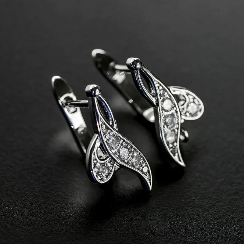 швензы "фолио", с цирконием, покрытие платина, 19x11x11.5 мм 