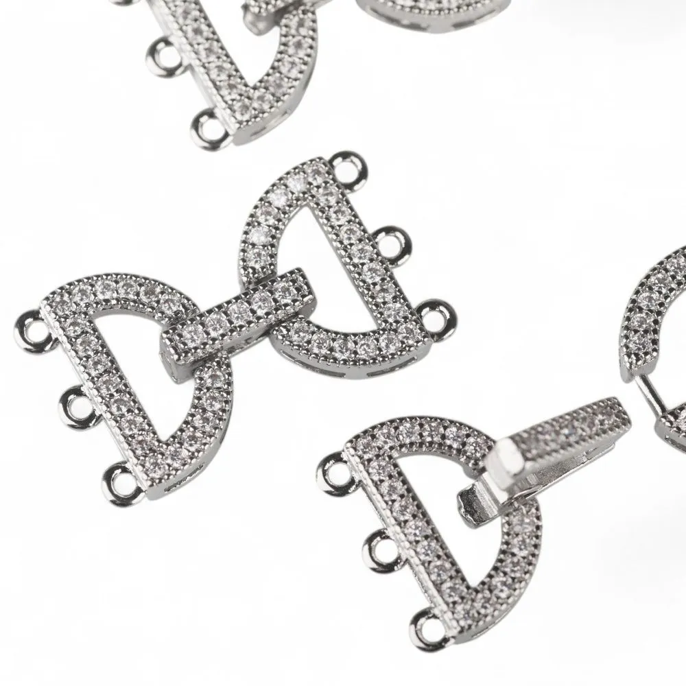 замок для украшений "арко", покрытие платина/циркон, 24 мм