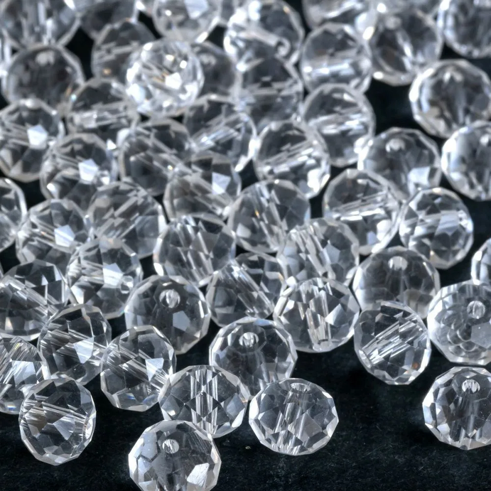 бусина, стекло абакус 6, граненая, цвет прозрачный, 6х4 мм