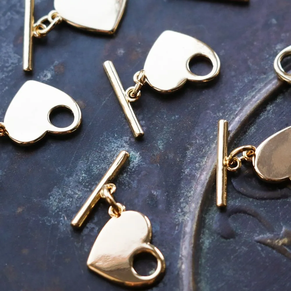 застежка-тоггл "харт", позолота, 12x15x1.5 мм