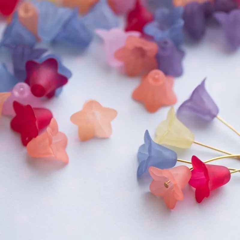 бусина, акрил "колокольчик", матовая, цветовой микс, 16х12 мм