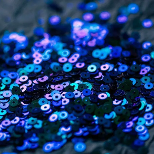 пайетки плоские,  индиго зеленый радужный глиттер, 4 мм