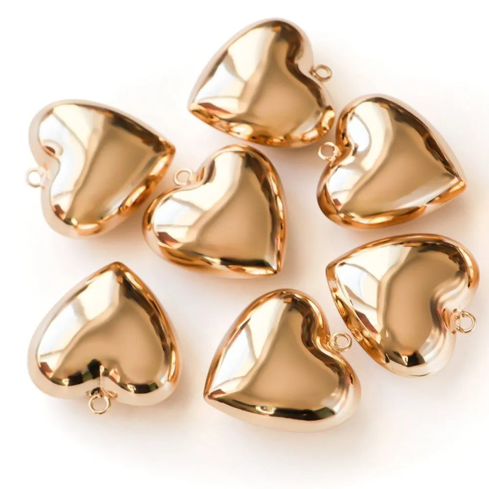 подвеска металл "сердце 3д", позолота, 36.5x35.5x17 мм