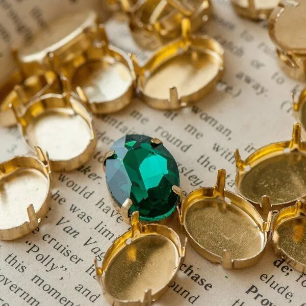 цапы для стразов овальные, закрытые, цвет золото, 16х13 мм