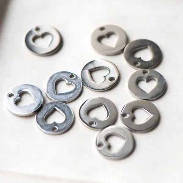 подвеска стальная, круг/сердечко, цвет стальной, 12x1 мм