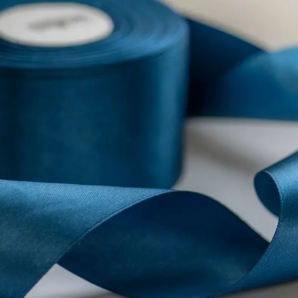 лента, атлас, цвет жемчужно-синий, ширина 50 мм ленты