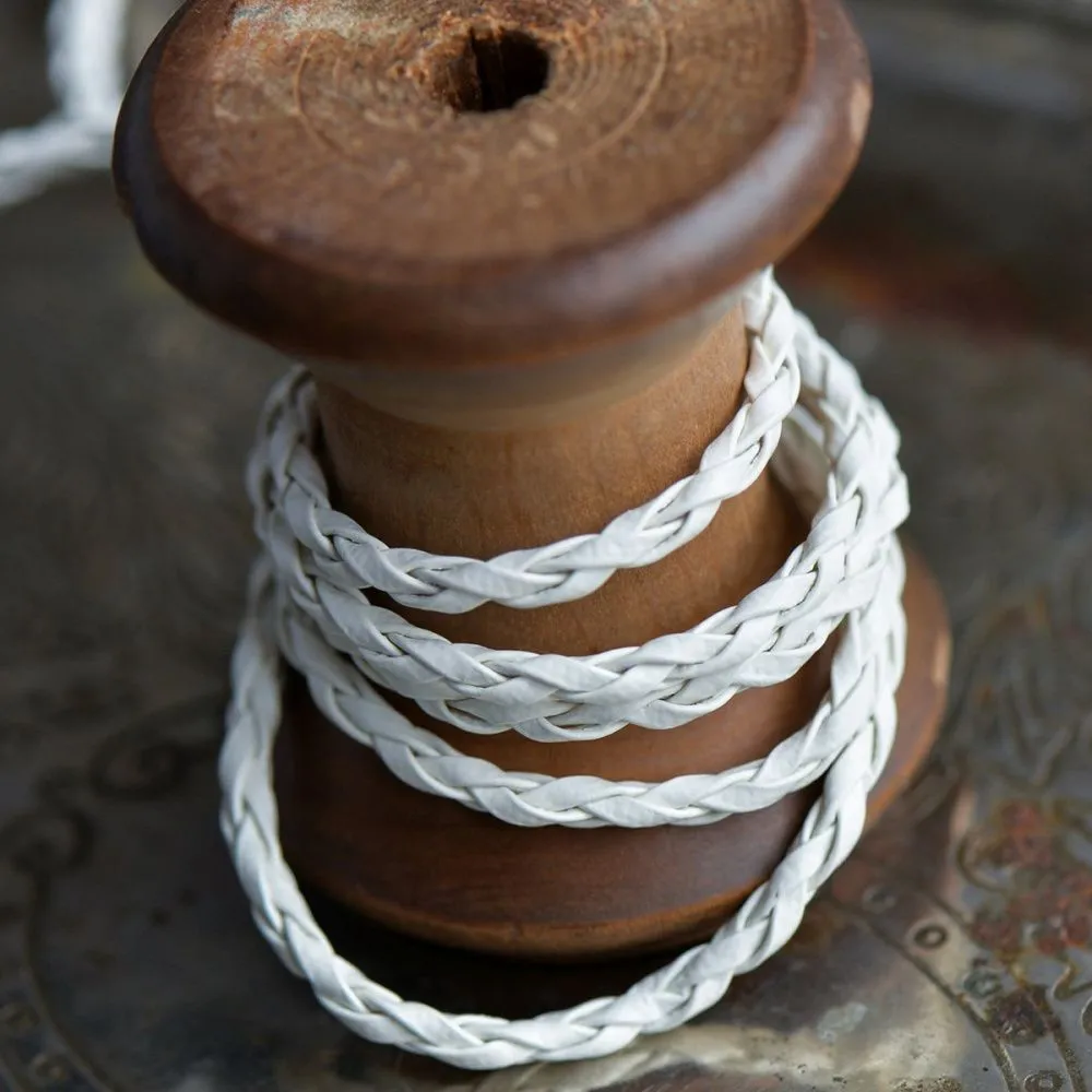 шнур, имитация кожи, плетеный, цвет белый, 3 мм