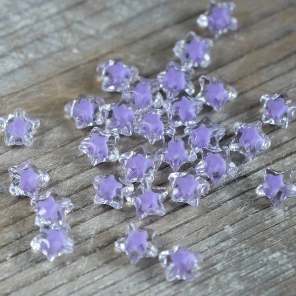 бусина, акрил "звездочка", цвет прозрачный/сиреневый, 10.5x11x7 мм