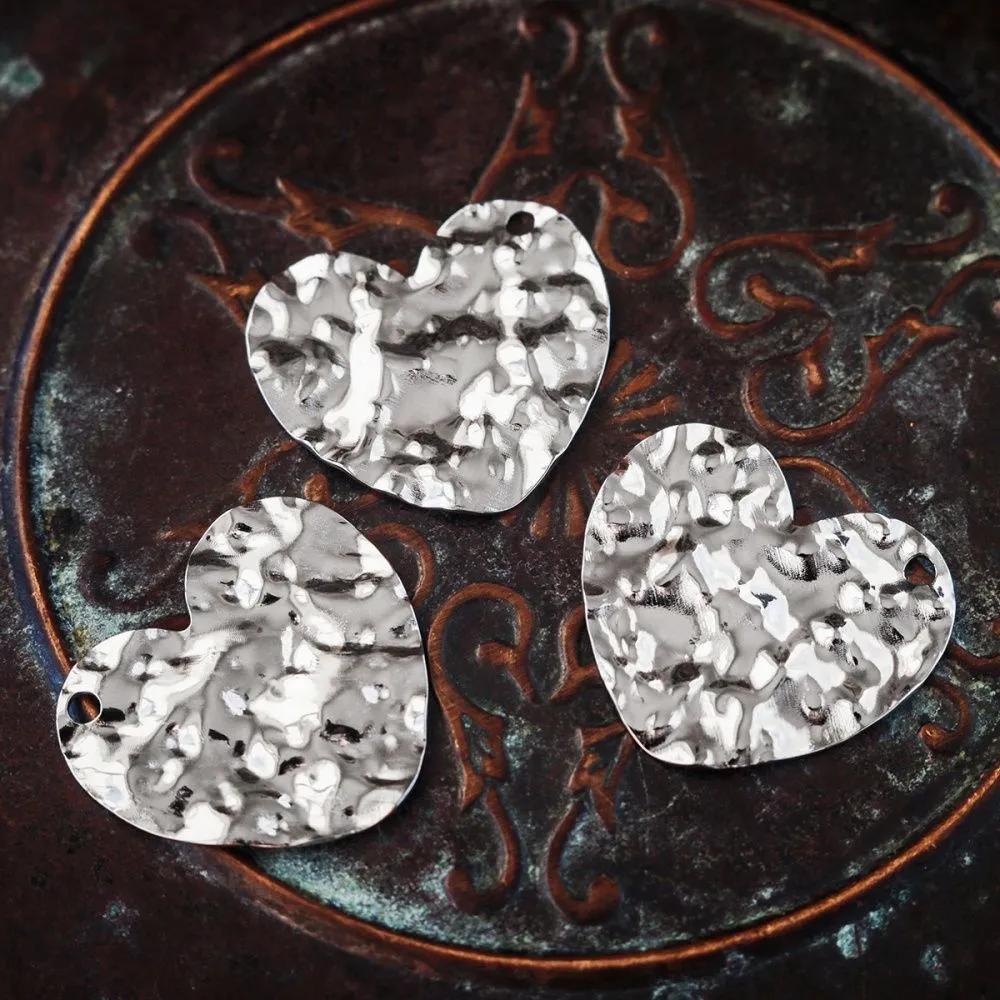 подвеска сталь "мятое сердце", цвет стальной, 29x31x2 мм