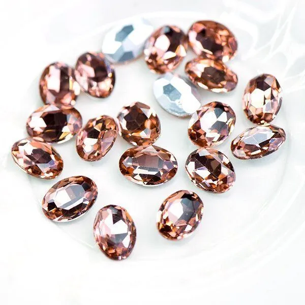 кабошон стекло кристалл, овальный, цвет champagne, 14х10 мм