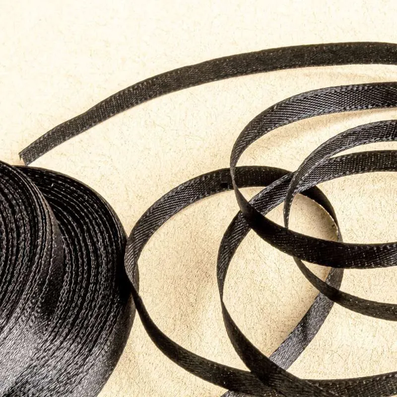 лента, атлас, цвет черный, ширина 6 мм ленты
