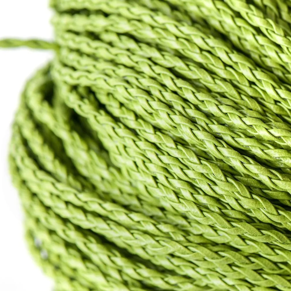 шнур, имитация кожи, плетеный, цвет лайм, 3 мм