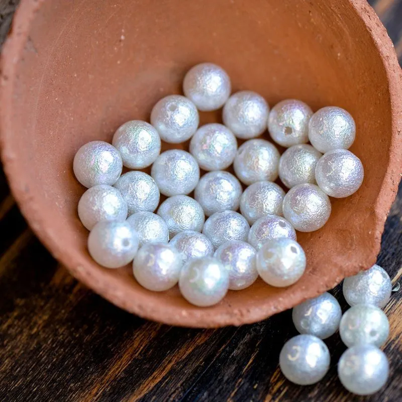 бусина, имитация хлопкового жемчуга, акрил, белый ав, 12 мм