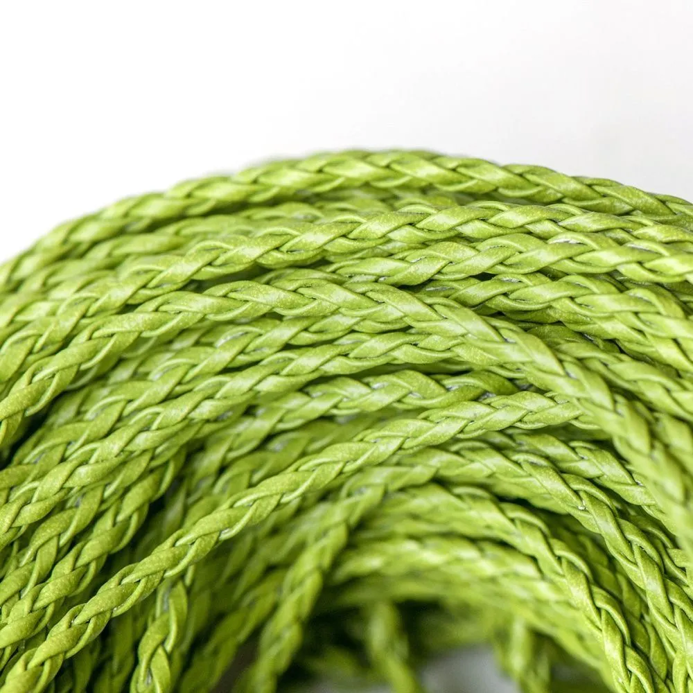 шнур, имитация кожи, плетеный, цвет лайм, 3 мм