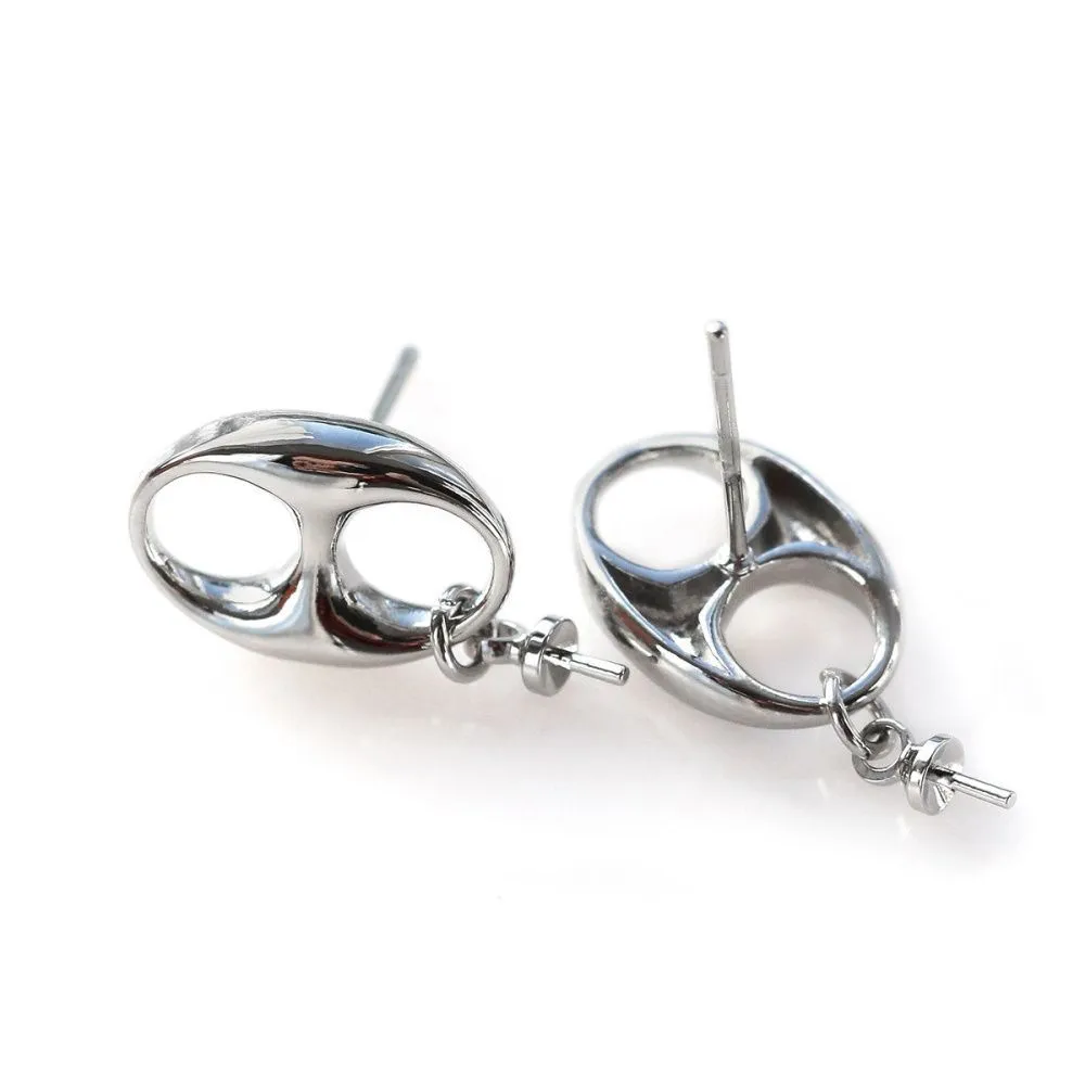 пуссеты "арнод", цвет платина, 21x10 мм