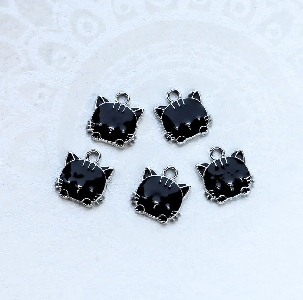 подвеска металлическая "hello kitty", эмаль, цвет черный, 15x13x3 мм