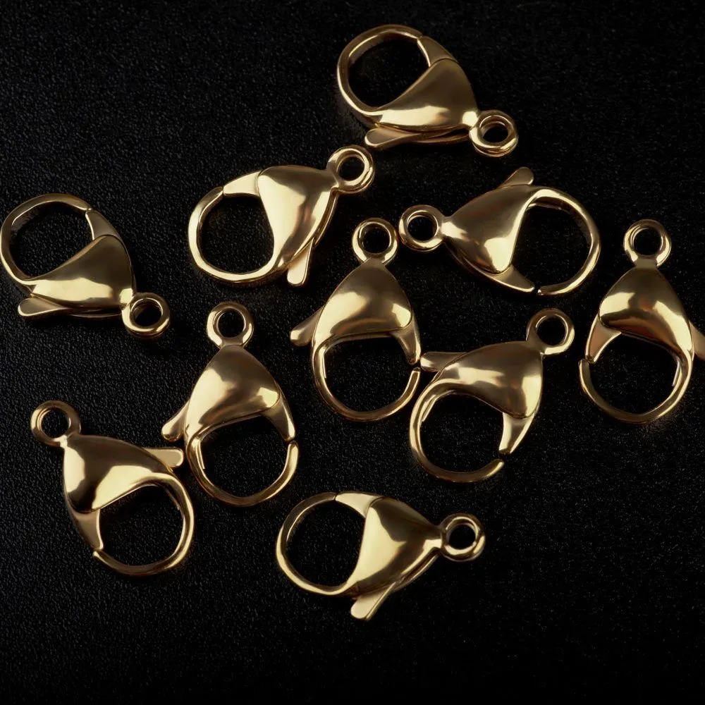 замочек-лобстер, 304 stainless steel, позолота, 17x10.6x4.5 мм