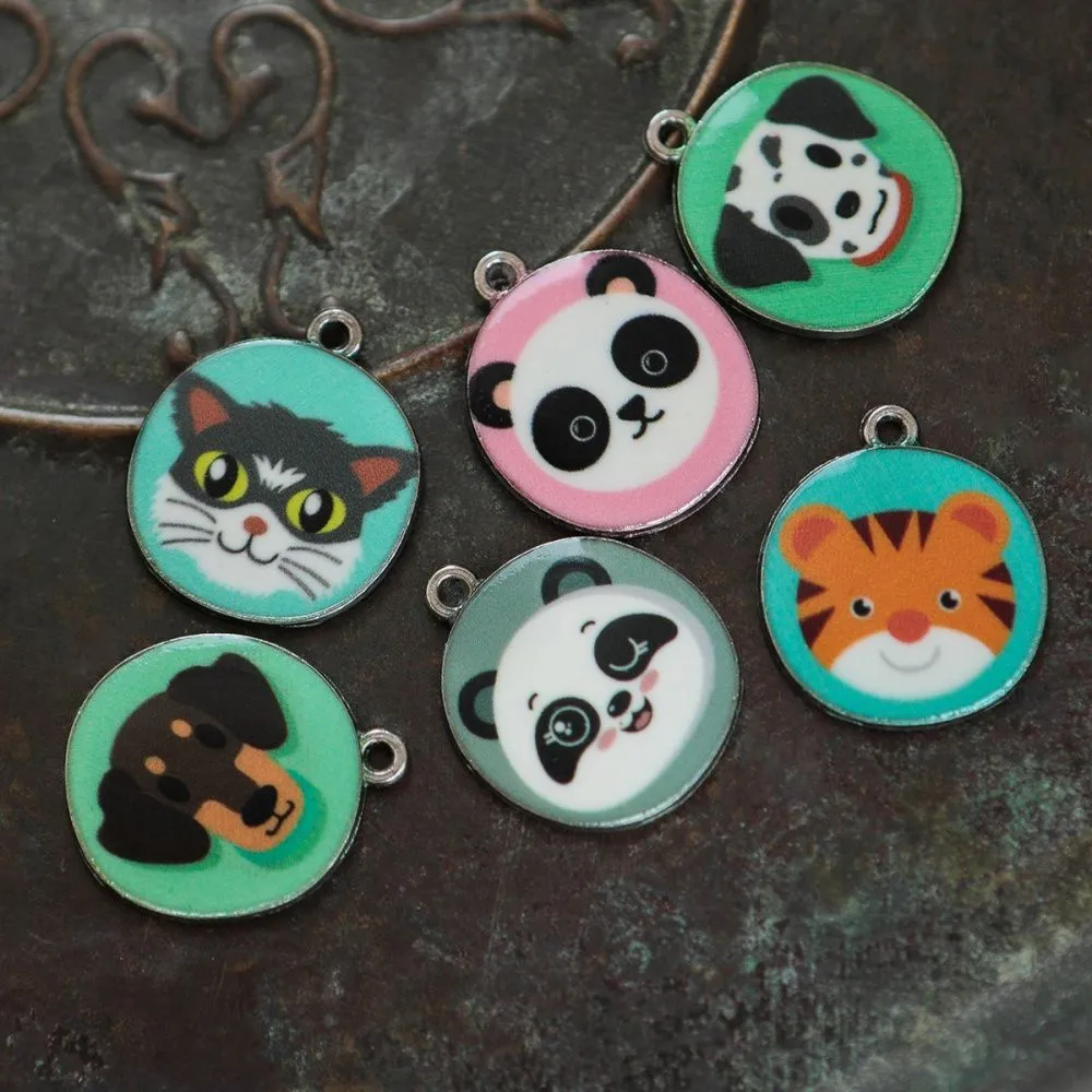 подвеска металлическая "зверята", эмаль, цветовой микс, 23.5x20x2 мм