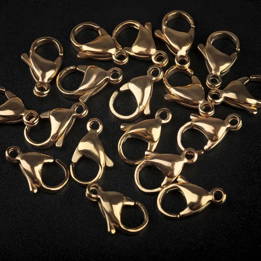 замочек-лобстер, 304 stainless steel, позолота, 15x9x4-4.5 мм