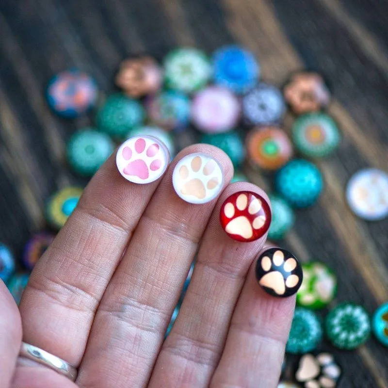 кабошон стеклянный, круглый, с принтом, 12х4 мм