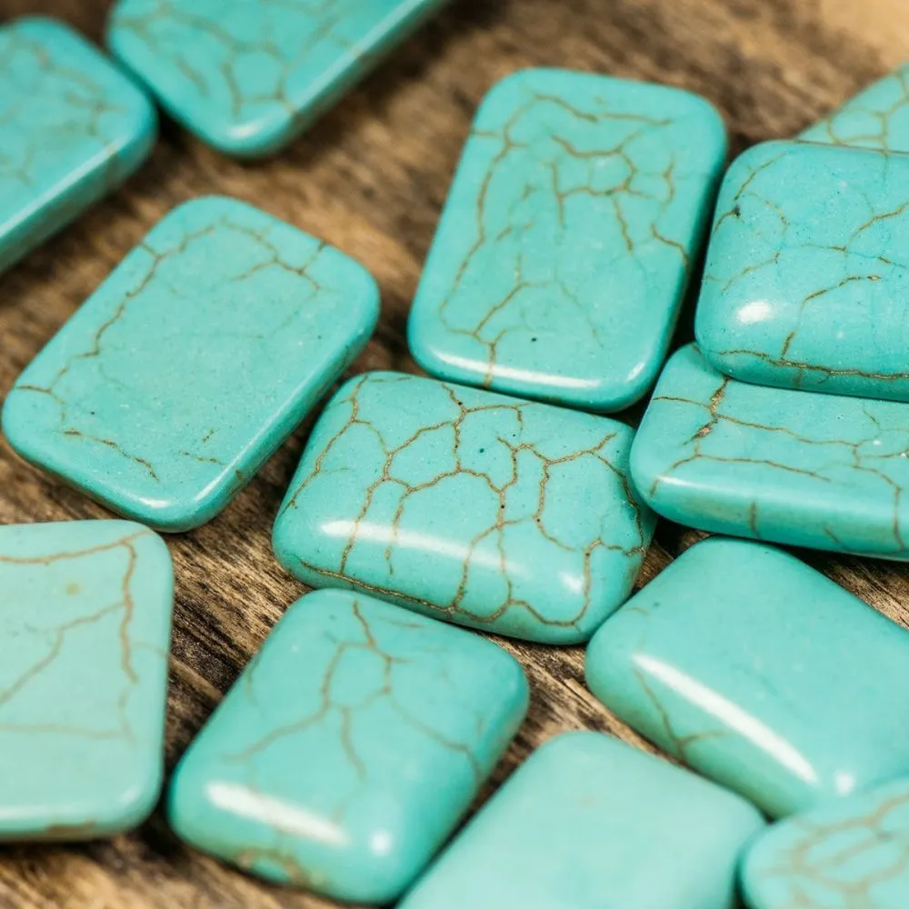 кабошон бирюза синтетическая, прямоугольный, цвет античный голубой, 18x13x5 мм