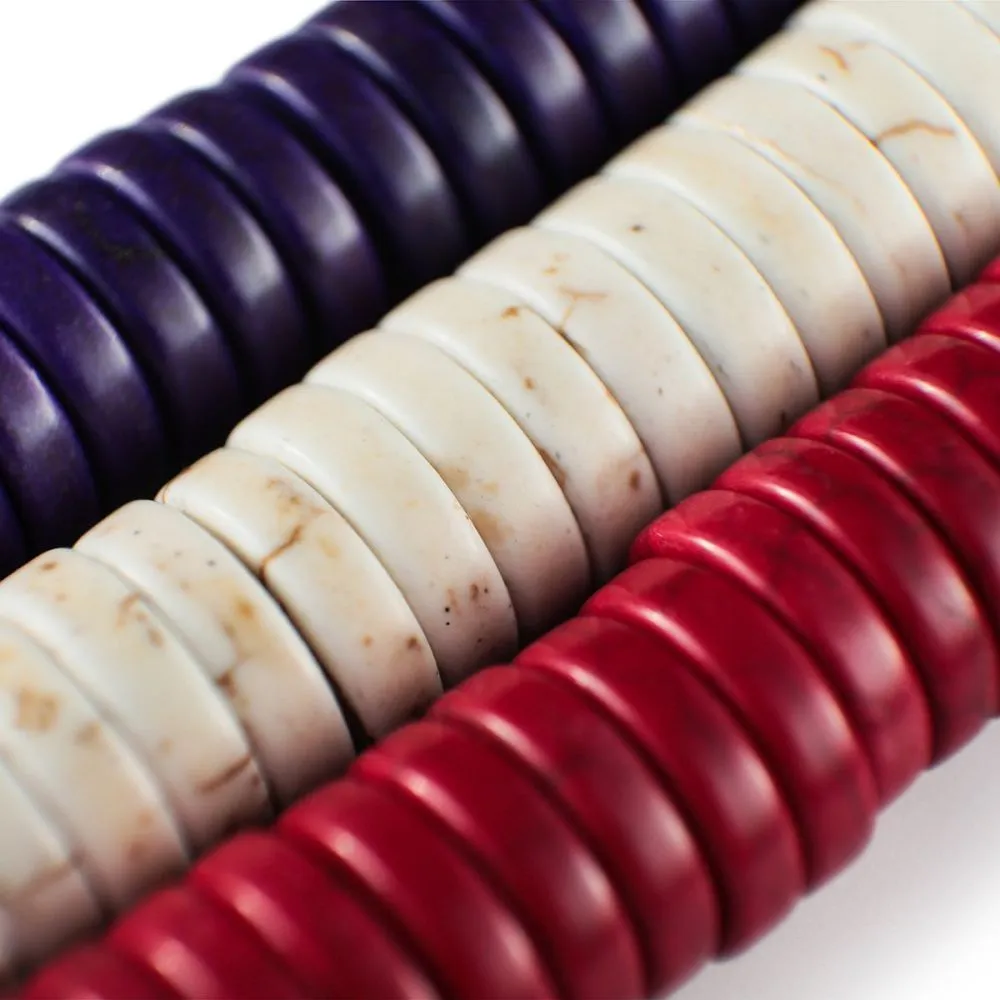 бусина говлит синтетический "хейши", рондель, цветовой микс, 12х3 мм