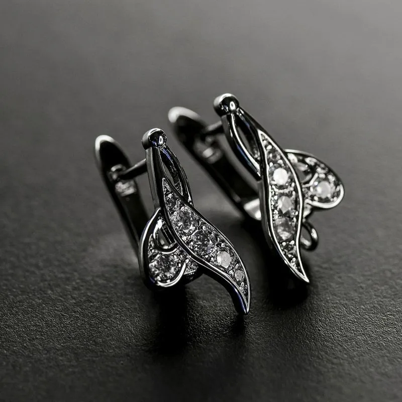 швензы "фолио", с цирконием, покрытие платина, 19x11x11.5 мм 