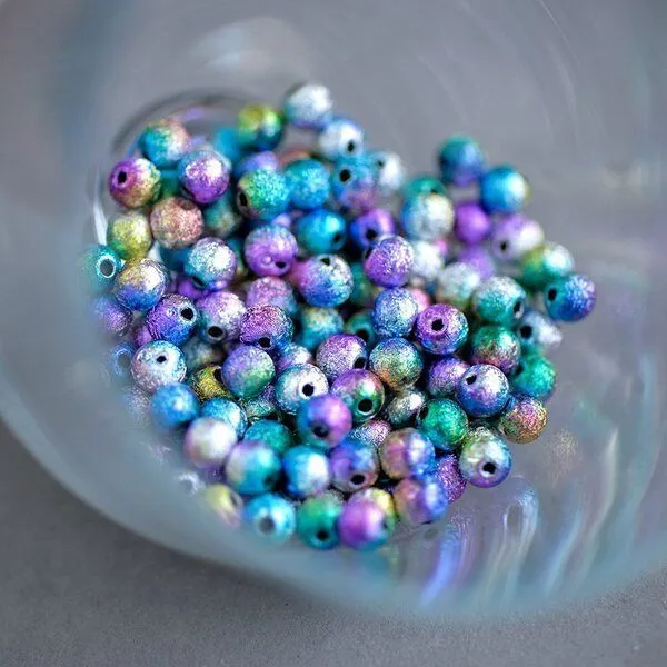 бусина, акрил "бензин", цветовой микс бензиновый, 6 мм