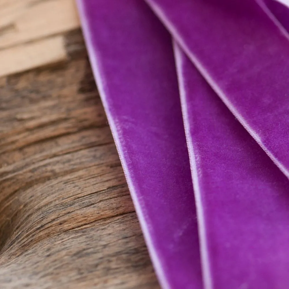 лента, бархат, цвет фиолетовый, ширина 19 мм ленты