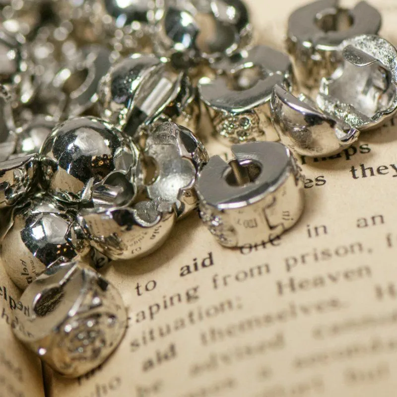 ес бусина-застежка, цвет платина, 9х5 мм