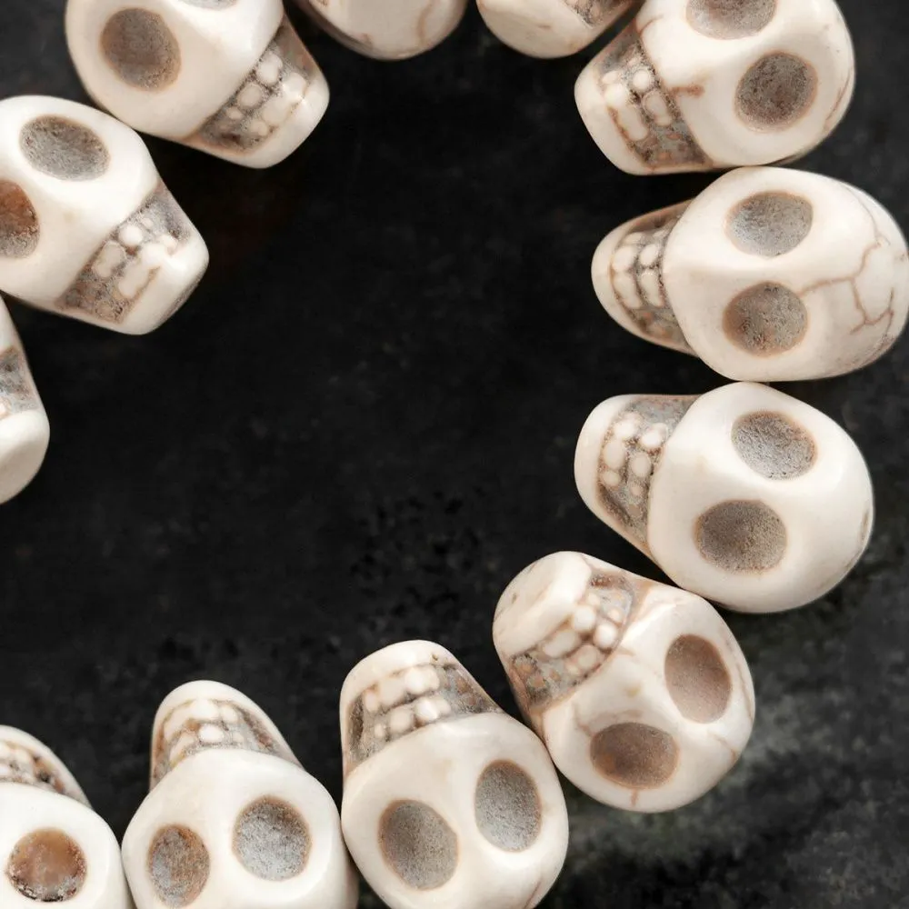 бусина говлит синтетический "череп", цвет бежевый, 13x12x9.5 мм