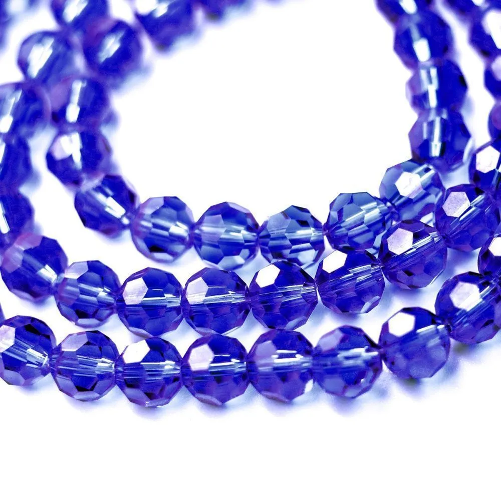 бусина, стекло 6, граненая, цвет синий, 6 мм