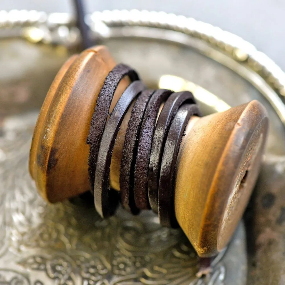 шнур кожаный, плоский, цвет кофе, 3х2 мм