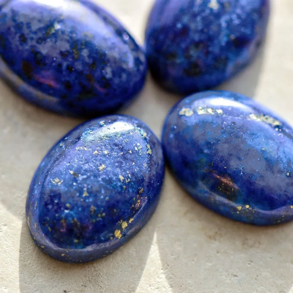 кабошон лазурит овальный, цвет синий, 14х10х4.5 мм