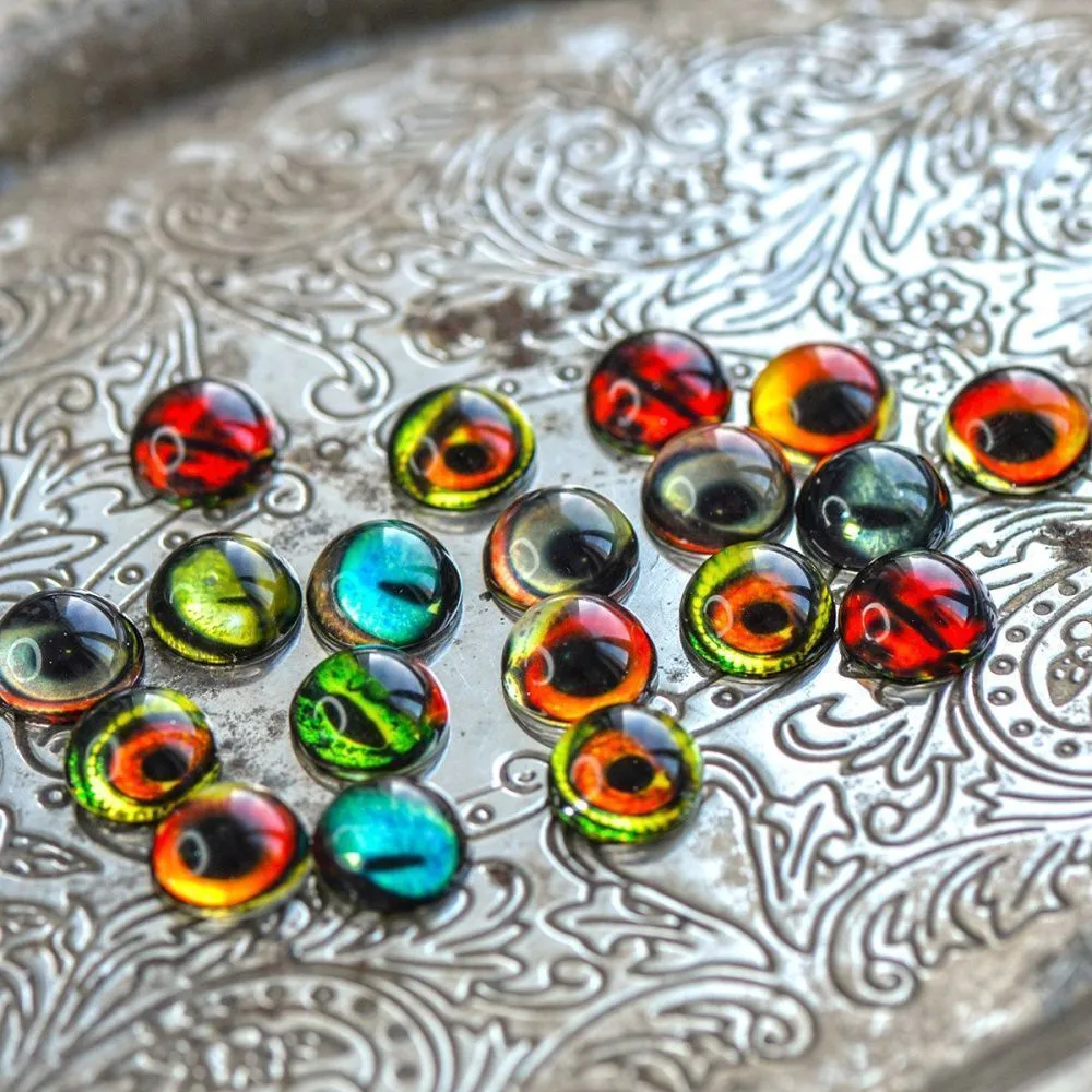 кабошон стеклянный "звериный глаз", с принтом, 12х6 мм