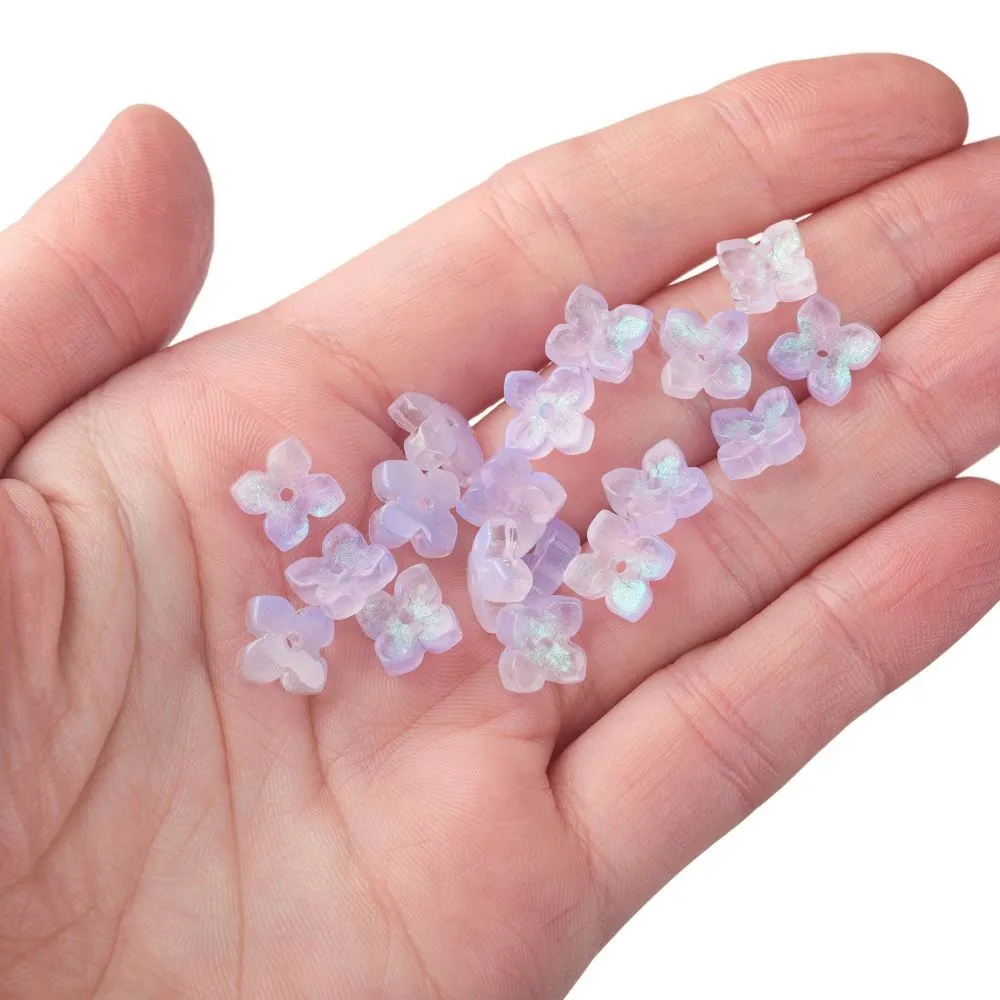 бусина "вероника", стекло, цвет св.сиреневый, 10x10x3.5 мм