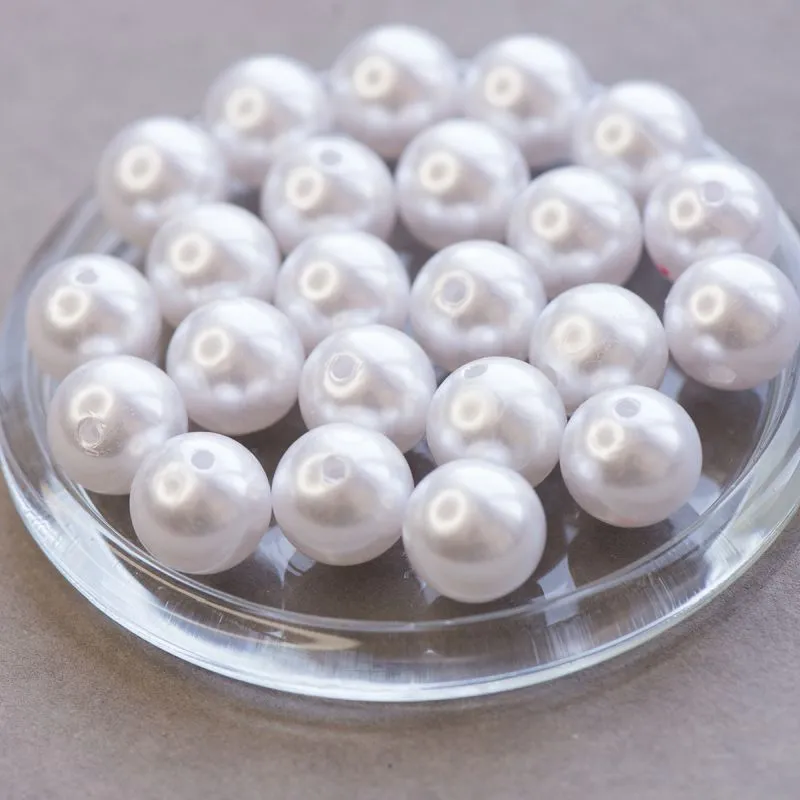 бусина, имитация жемчуга 16, акрил, цвет белый, 16 мм