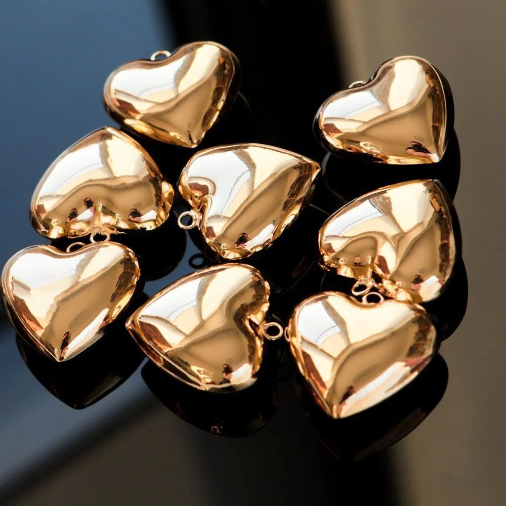 подвеска металл "сердце 3д", позолота, 36.5x35.5x17 мм