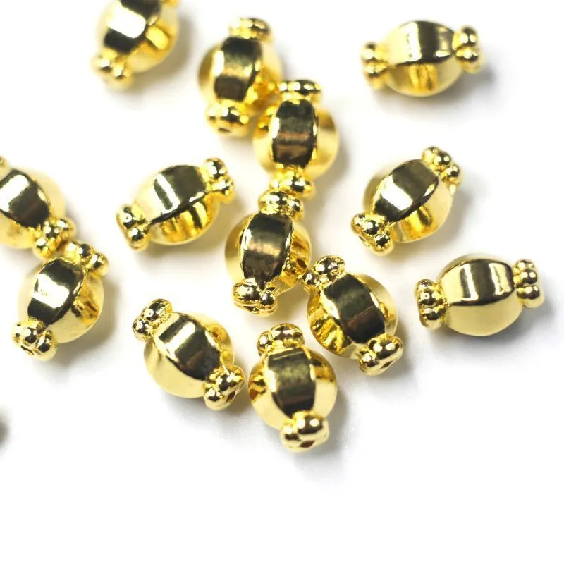 бусина, металл "бонбон", цвет золото, 10х7 мм
