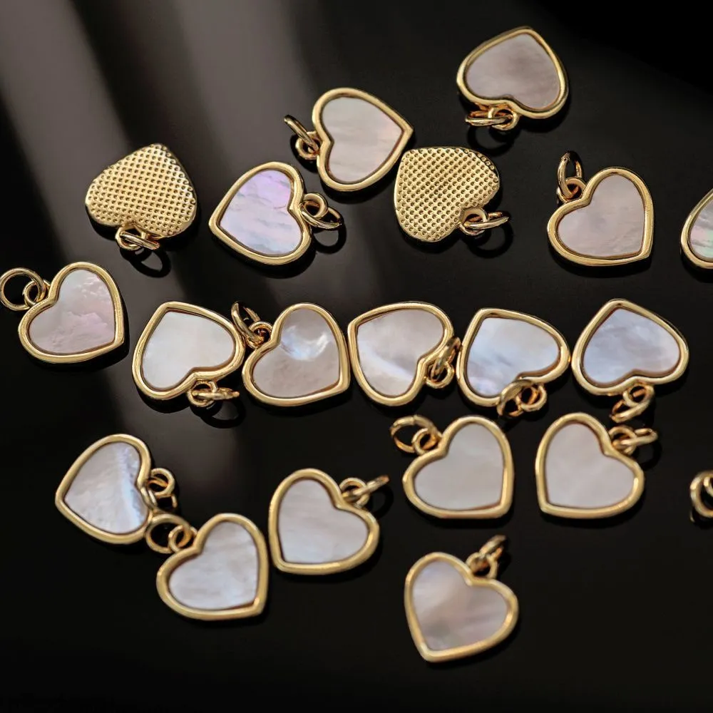 подвеска "сердце", ракушка/позолота, 12.5x12x2 мм