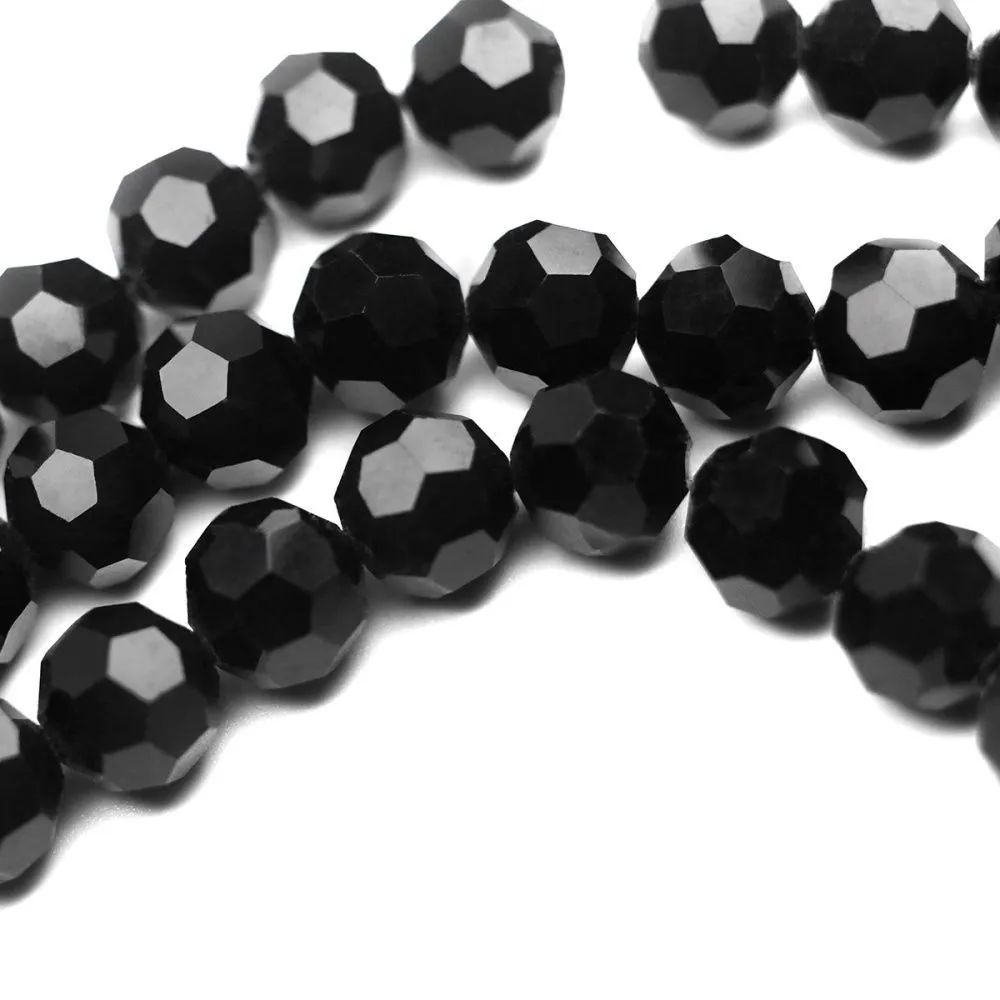 бусина, стекло 10, граненая, цвет черный, 10 мм