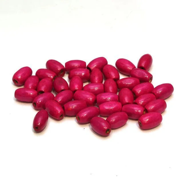 бусина дерево, овальная, цвет фуксия, 12х8 мм