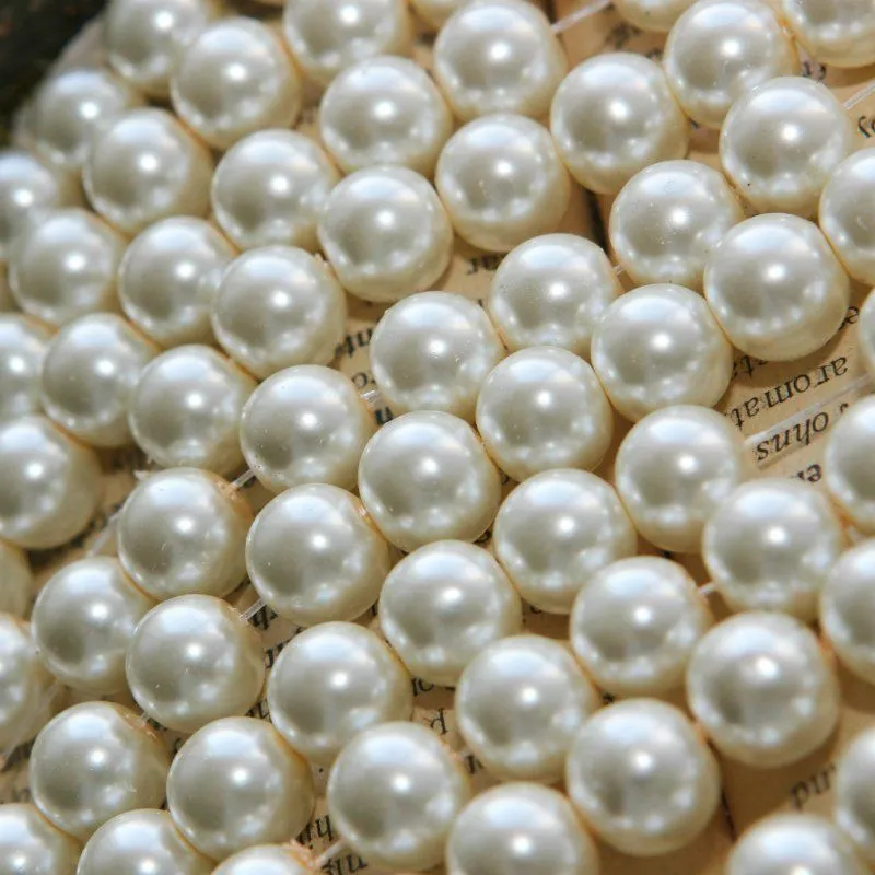 бусина, имитация жемчуга, стекло 10, цвет сливочный, 10 мм