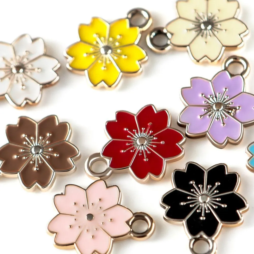 подвеска акрил "сакура", цвет золото/эмаль, 21x17.5x2 мм