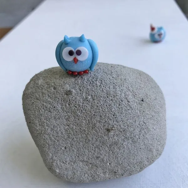 бусина, мурано "совенок голубой", 15х17 мм, матовая