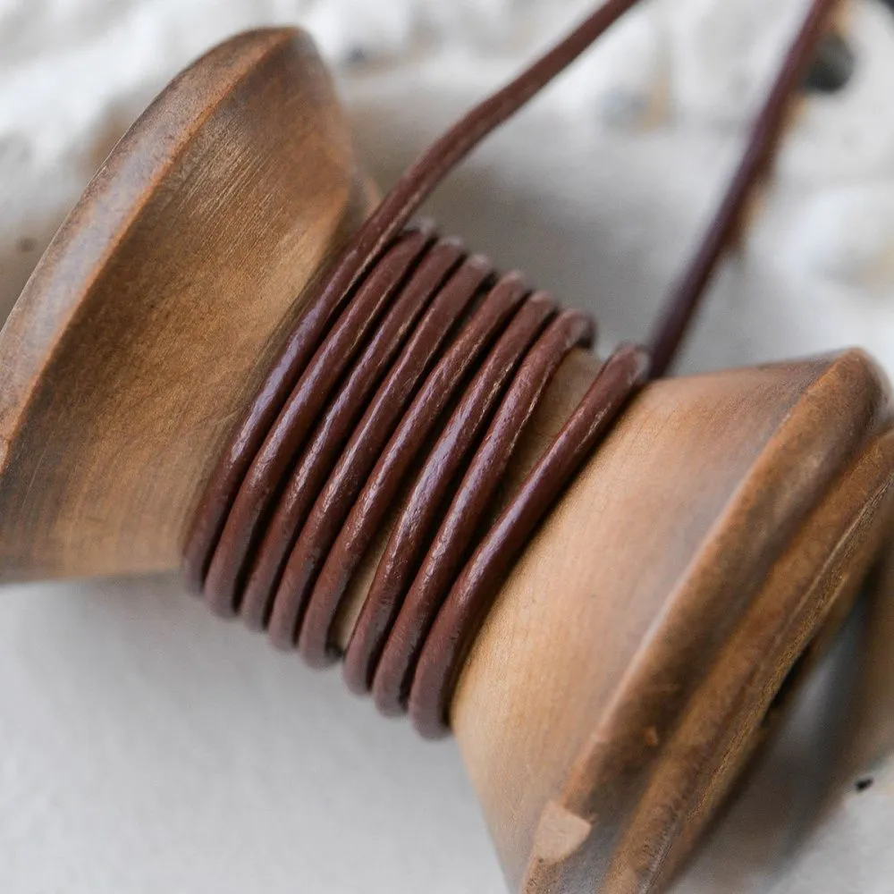 шнур кожаный, цвет молочный шоколад, диаметр 2 мм