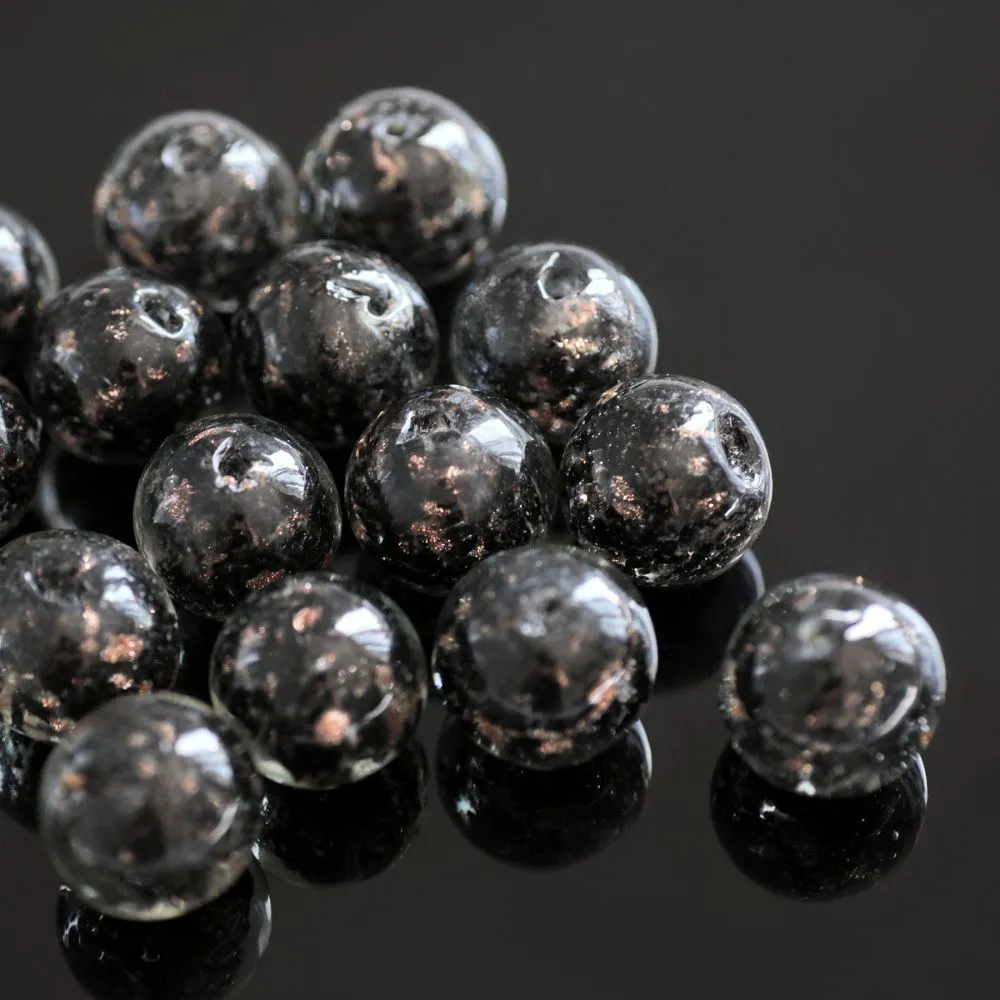 бусина, лэмпворк "росинки", стекло, цвет черный, 20x19 мм